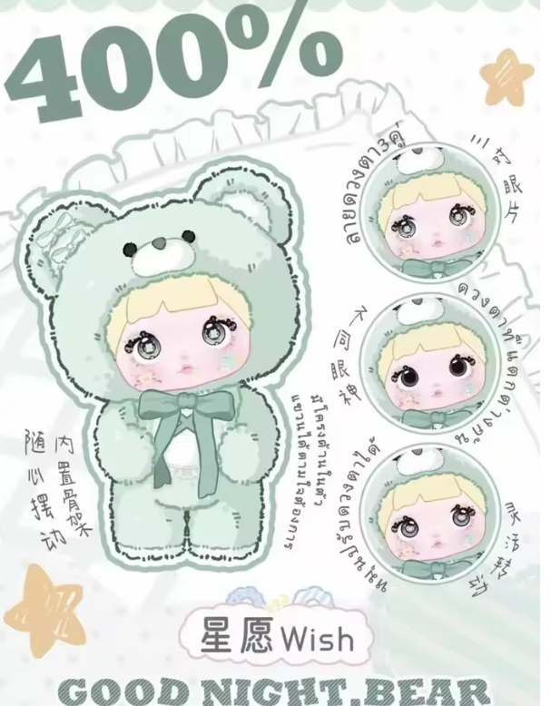 NOMMI "GOOD NITE BEAR"  - WISH  (CONFORMED OPEN BOX)