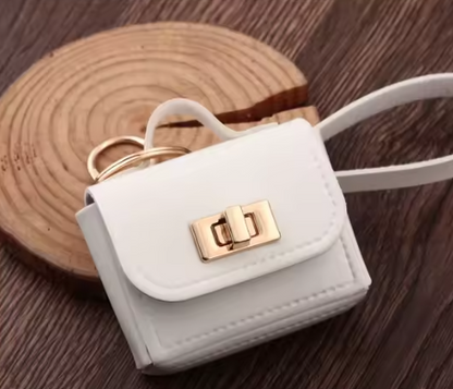 CUTE BAG KEY CHAIN FOR EAR PODS OR CRAFTING-WHITE