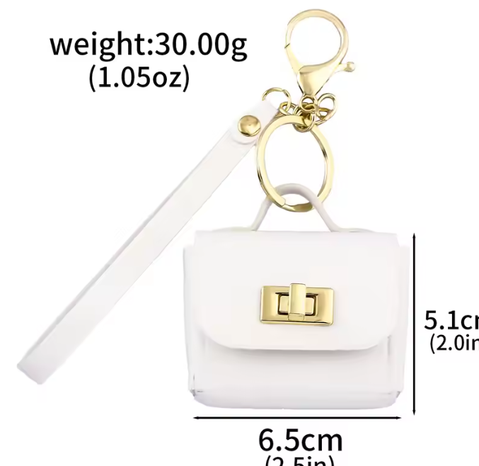 CUTE BAG KEY CHAIN FOR EAR PODS OR CRAFTING-WHITE
